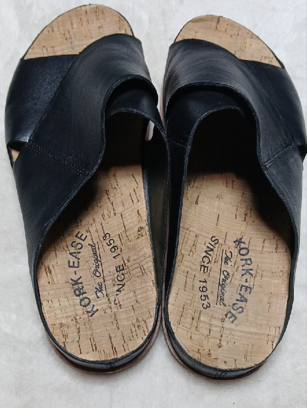 Kork-Ease Black Leather Crisscross Cork Slide Mules Size 7 M - Picture 4 of 6